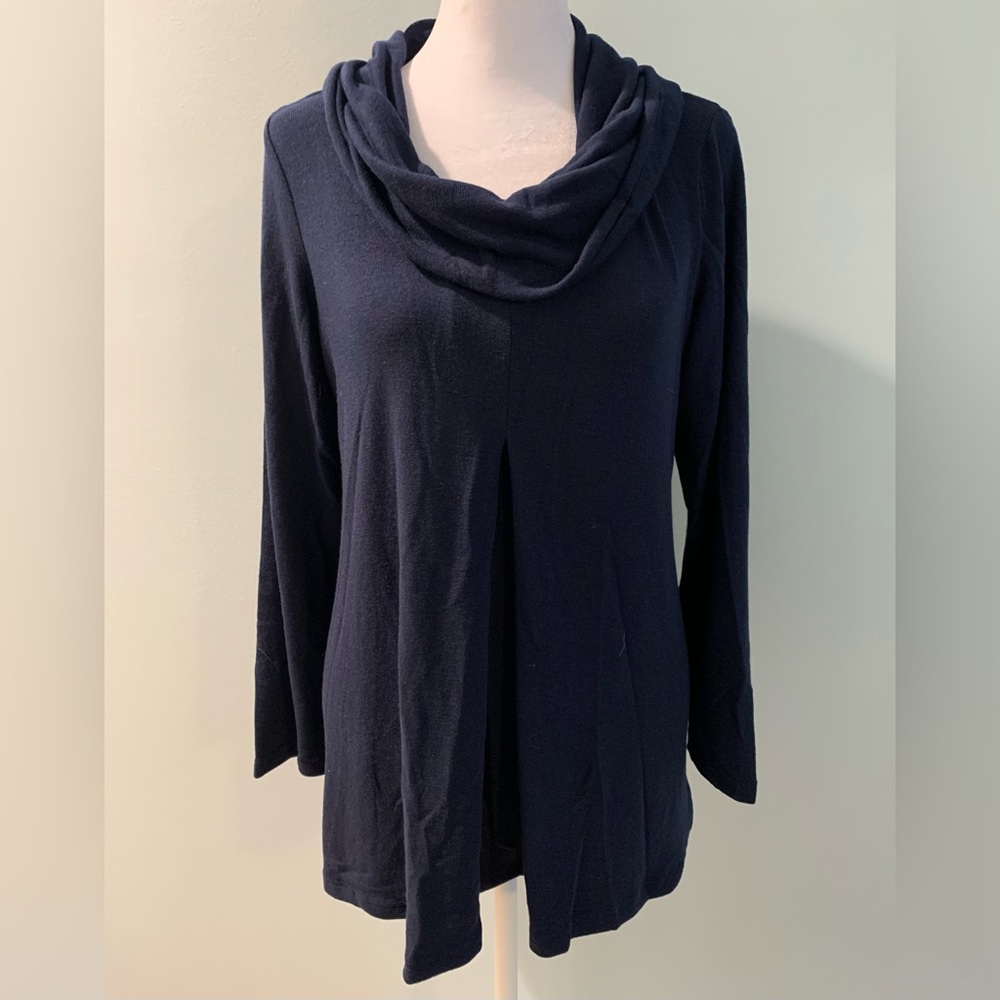Navy cowl neck top